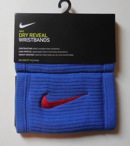 Nike Dri-Fit Double Wide Reveal Wristbands Game Royal/University Red 1 Pair - Picture 1 of 4