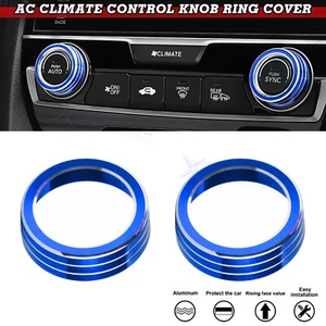 2PCS Blue AC Climate Control Knob Ring Cover For Honda Civic 10th Gen 2016-2021 - Picture 1 of 12