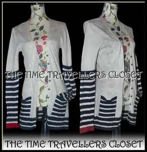 BNWT Kate Moss Topshop RARE Navy Blue Cream Red Striped Knitted Cardigan UK 8 36 - Picture 1 of 6