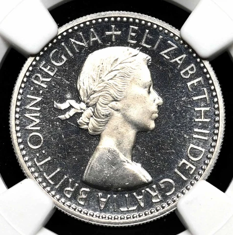 GREAT BRITAIN 1953 Elizabeth II Coronation Proof English Shilling, NGC PF65 CAM Cover