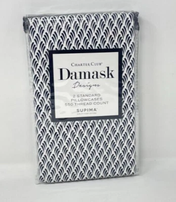 Par de fundas de almohada de algodón Charter Club Damask Brush Stroke 550 TC Supima - ESTÁNDAR Foto 1 de 4