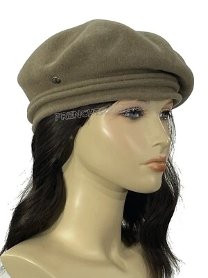 Chapéu Laulhere francês 100% lã merinos boina Chopin castanha França 6 7/8 - Imagem 1 de 4