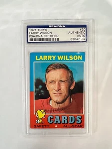 Larry Wilson Topps 1971 auténtica tarjeta automática firmada a mano grado #20 PSA - Imagen 1 de 2