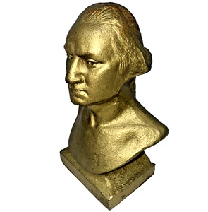 President George Washington Old Heavy Gold Painted Cast Iron Bust Statue Bookend - Picture 1 of 9