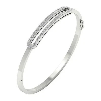 14K White Gold Looking For Bangle Bracelet Round Cut Diamond I1 G 1.00 Carat - Image 1 of 4