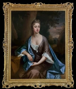 Antico quadro olio su tela antico maestro-arte nobildonna ragazza 24"x36" - Foto 1 di 2