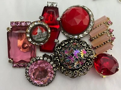 Lote de pendientes de clip ÚNICO firmados sin firmar artesanías 62 piezas rosa rojo púrpura Foto 1 de 4