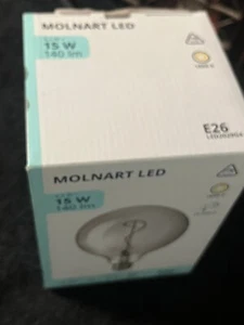 Ikea Molnart LED Bulb E26 120 Lumen Globe Gray Clear Glass 4" - Picture 1 of 3