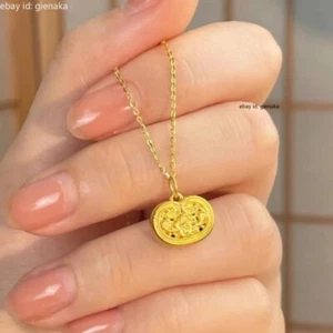 Pure 999 24K Yellow Gold Women Lucky Flower Ruyi Lock Charms Pendant Gifts - Picture 1 of 10