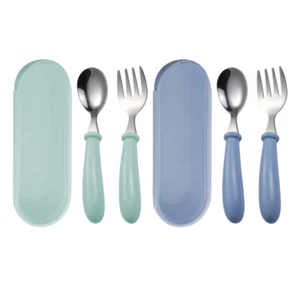 2 Sets Stainless Steel Children's Fork Spoon Kids Eating Utensils - Picture 1 of 12