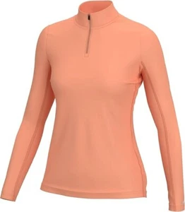 NEW Women's Huk Icon X 1/4 Zip Pullover Orange Size Large MSRP $55 - Picture 1 of 9