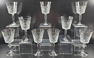 9 Cristal D'Arques Cannes Claret Wine Glasses Set Crystal Clear Cut Stemware Lot - Picture 1 of 24