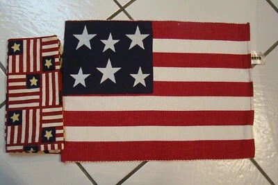 4th of July/Patriotic Flag Placemats and Matching Napkins Set of 4 Never Used - Image 1 of 2