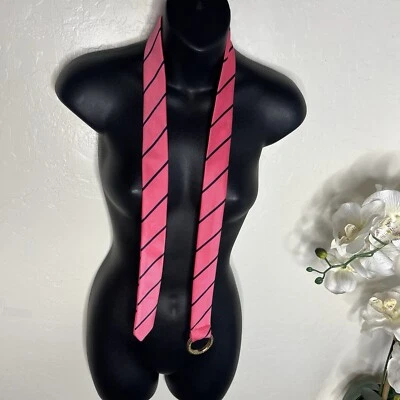 Ralph Lauren в полоску шелк O кольцо ремень Y2K винтажный розовый - Изображение 1 из 4