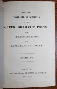 1831 Popular English Specimens Greek Dramatic Poets AESCHYLUS 13 Illustrations - Picture 1 of 12
