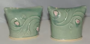 Clay Studio Pottery Katy Mcdougal Art Nouveau Feminine Salt & Pepper Shaker Set - Picture 1 of 6
