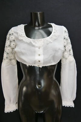 Gr.42 Dirndlbluse weiß Bluse für Dirndl Polyester mit Spitze B11720 - Bild 1 von 4