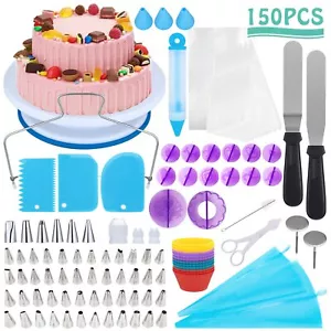 150pcs/set Cake Decorating Cupcake Kit Baking Equipment Rotating Turntable Stand - Picture 1 of 7