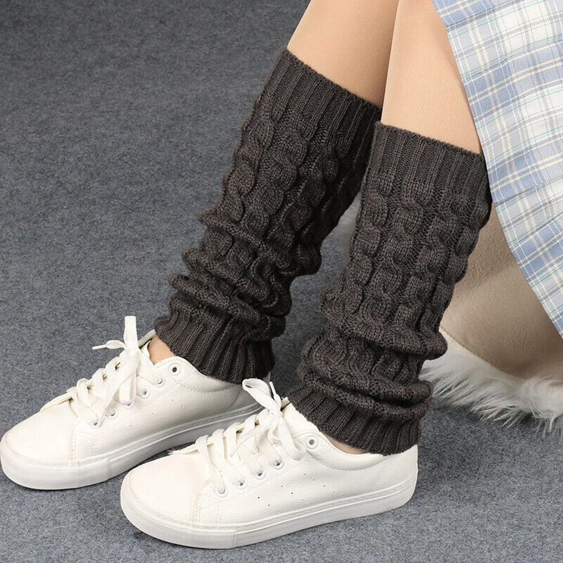 Mujer Calentadores de Piernas Crochet Tejido Acanalado Hasta la Rodilla Sólido Invierno Bota Lana Calcetín EE. UU. Foto 1 de 4