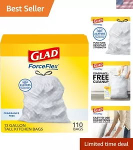 Durable 13 Gallon Fragrance-Free Drawstring Bags - 110 Count Eco-Friendly Pack - Picture 1 of 12