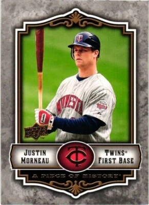 2009 UPPER DECK A PIECE OF HISTORY BASEBALL CARD JUSTIN MORNEAU - Image 1 of 2