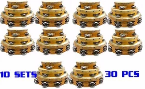 Wood Tambourines 10 X Set of 3 WHOLESALE LOT OF 30 PIECES TOP Quality W/ BAGS - Picture 1 of 8