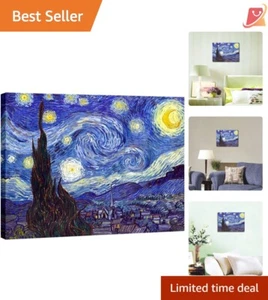 Starry Night Canvas Print 16x12 Abstract Wall Art for Home Office Decor - Picture 1 of 11