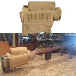 Tactical Butt Stock Rifle Cheek Rest Pouch Adjustable Bullet Holder Bag Ammo Pad - Picture 1 of 27