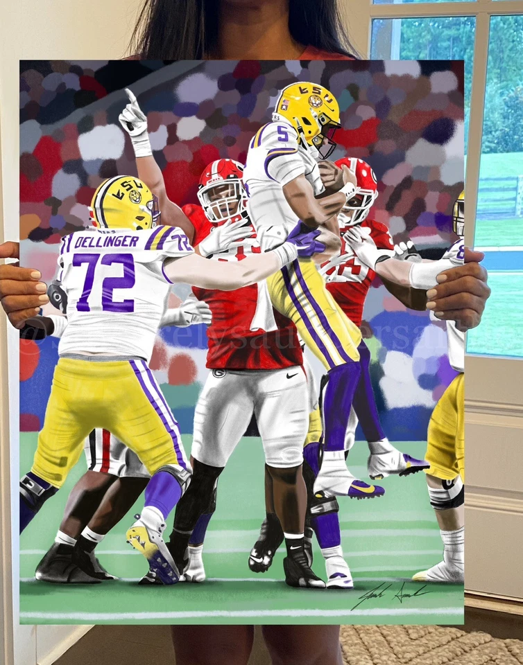 Georgia Bulldogs Jalen Carter Carrying LSU QB drawing artwork - Image 1 of 1