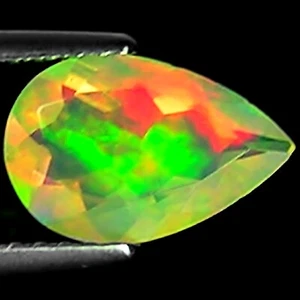 0,89 ct natürlicher äthiopischer facettierter Opal Edelstein mehrfarbig Birnenschliff - Bild 1 von 2