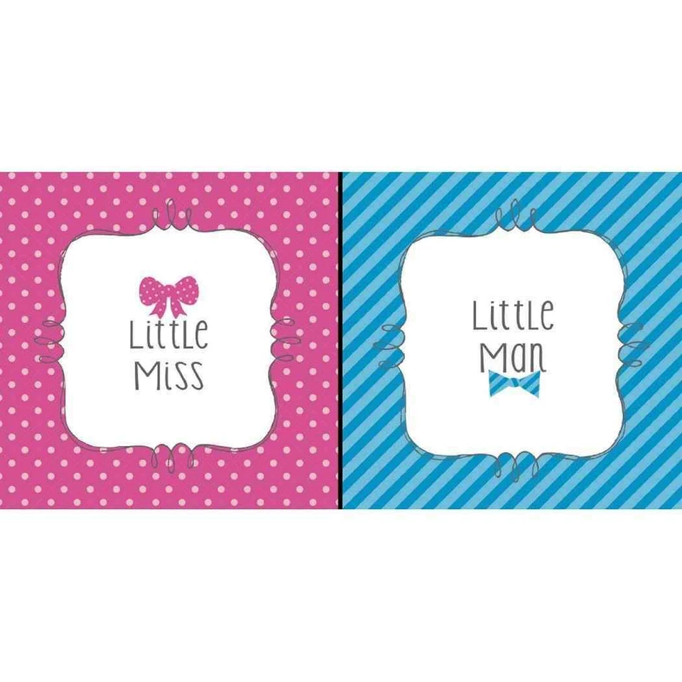 Bow or Bowtie? Gender Reveal Pink Blue Baby Shower Party Paper Beverage Napkins - Image 1 of 1