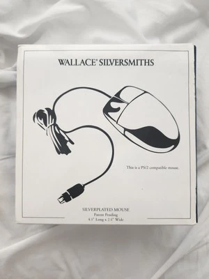 New Wallace Silversmiths Silverplated Computer Mouse w/Blue Velvet Storage Box - Image 1 of 4