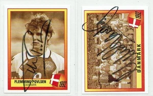 MICHAEL LAUDROP FLEMMING POVLSEN Denmark 1992 signed Euro 96 Panini sticker lot - Bild 1 von 2