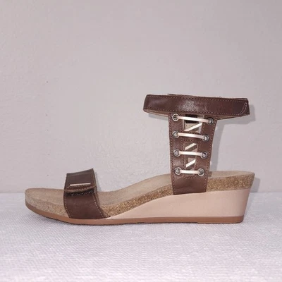 Sandálias anabela femininas NAOT 38 marrom ouro rosa tornozelo Wizard Gladiator 7-7.5 - Imagem 1 de 4