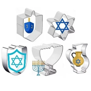 5pcs Muti-Shaped Hanukkah Cookie Mould Cookie Molds  Hanukkah Party Gifts - Picture 1 of 12