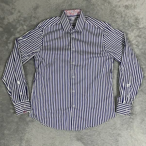 Bugatchi Hemd Herren 16,5 36/37 blau weiß gestreift Langarm Kleid Blumenbesatz - Bild 1 von 11