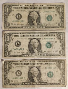 Liar's Poker $1 Dollar Bills~THREE~3~ THREE~Five of a Kinds~ 3's,4s,6s, 38533363 - Picture 1 of 2