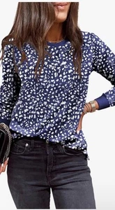 EVALESS Women's Crewneck Long Sleeve Top – Casual Polka Dot Tee, Spring/Summer 2 - Picture 1 of 2