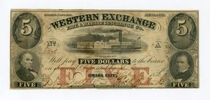 1856 $5 The Western Exchange - NEBRASKA Note - NOT Bishop Hill, ISSUED! - Picture 1 of 2