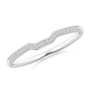 ANGARA 0.09 Ct Pave-Set Diamond Square-Shaped Wedding Ring in 14K Solid Gold - Picture 1 of 31
