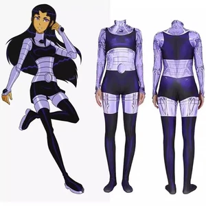 Kids Adult Starfire Cosplay Jumpsuit Koriand'r Cos Costume Bodysuit Halloween - Picture 1 of 7