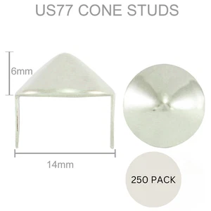 Tachuelas cono 14 mm US77 - plateadas, paquete de 250 para proyectos punk hágalo usted mismo - Imagen 1 de 3