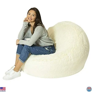 Air Candy mongolischer aufblasbarer Stuhl mit Kunstfell, elfenbeinweiß, weich & flauschig, 1ct - Bild 1 von 6