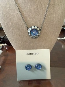 New Sabika Blue Crystal Necklace & Matching Earrings - Picture 1 of 4