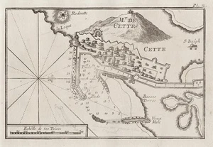 Sete Occitanie Herault France Gravure Carte Map Karte Mapa Roux 1764 - Afbeelding 1 van 1