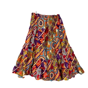 Falda Orientique Talla AU14 Multicolor Algodón Boho Volantes Dobladillo Midi Festival - Imagen 1 de 9