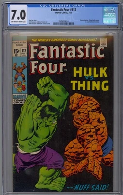Fantastic Four #112 1971 Marvel Comics CGC 7.0 Hulk vs Thing - Image 1 of 2