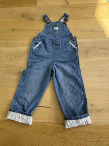 Oshkosh B'Gosh Overalls With Flowers Girls 5T - Picture 1 of 4