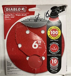 Diablo 6 in. Ceramic Blend Hook and Lock Sanding Discs 100 Grit Medium 10 pk BB - Picture 1 of 2