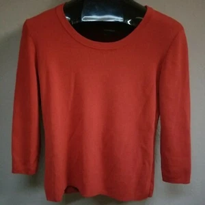 Chico's Womens Size 0 Scoop Neck 3/4 Sleeve Knit Tee Shirt Salmon Red Pullover - Picture 1 of 5